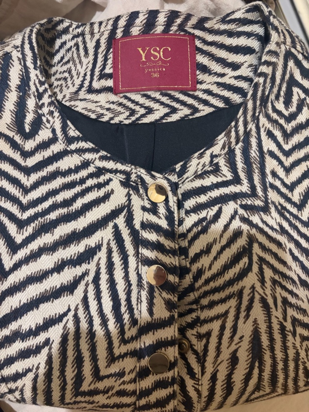 YSC Yessica black and beige print blazer - Picture 4 of 4